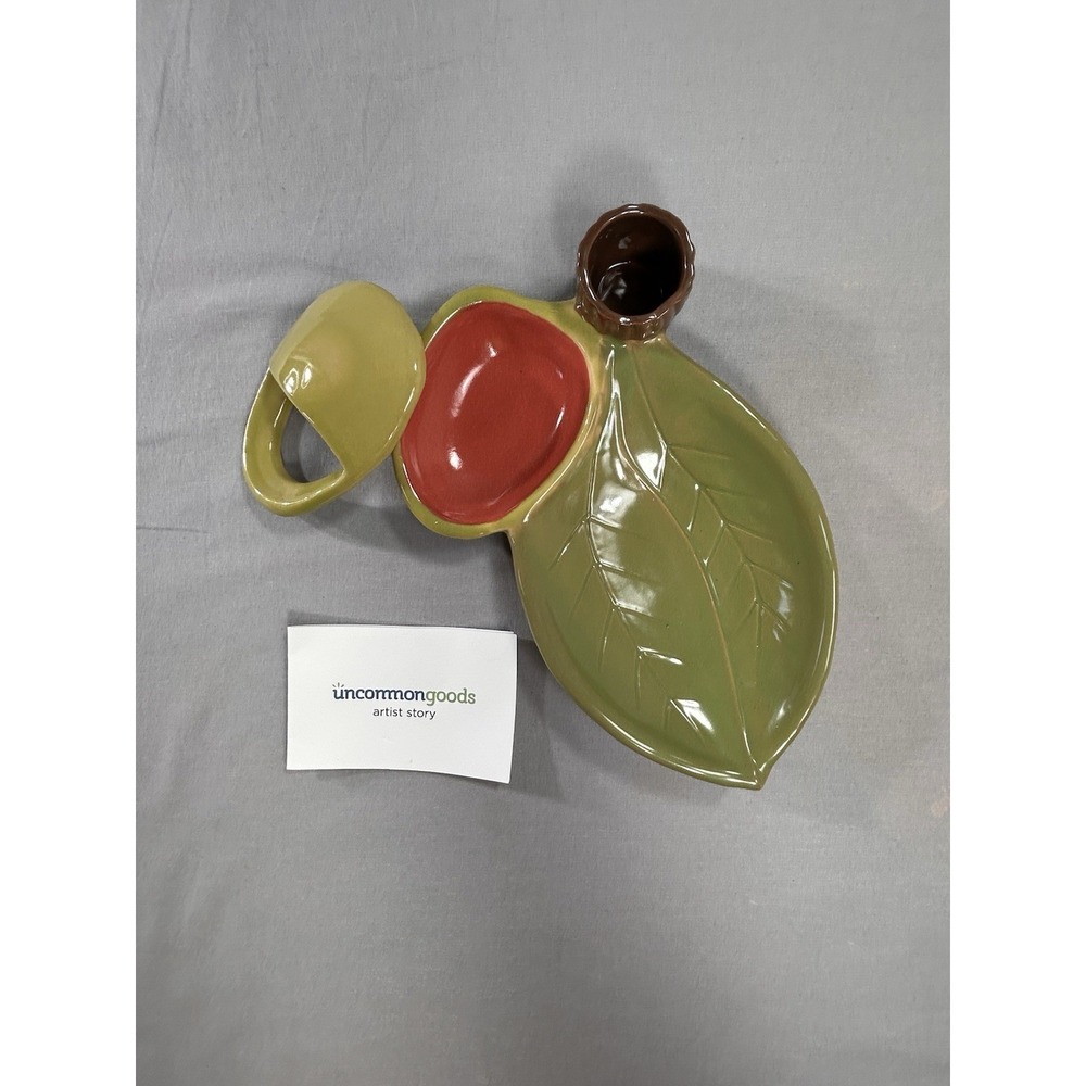 Uncommon Goods Ceramic Olive Serving Dish Leaf Pattern Kitchen Entertaining USA
